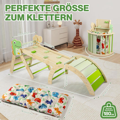 khlerox Kletterdreieck Set 7-in-1 aus Holz, faltbar, Dinosaur