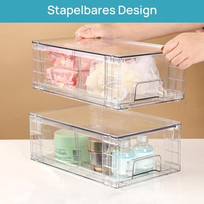 Vtopmart Aufbewahrungsschubladen 4er-Set, stapelbar, transparent