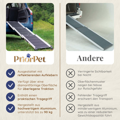Hunderampe Auto Teleskop Klappbar Alu – Schwarz für grosse Hunde