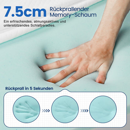 Orshinal Matratzen Topper 180x200cm - 7,5cm Gel Memory Foam