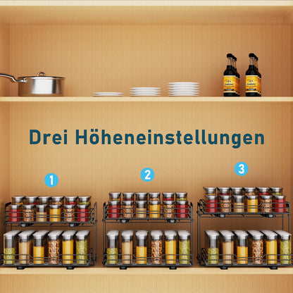 MAYZOLOP Gewürzregal Ausziehbar 2 Etagen Höhenverstellbar