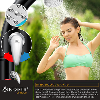 KESSER Solar Gartendusche 35 L mit Regenduschkopf und Fussdusche