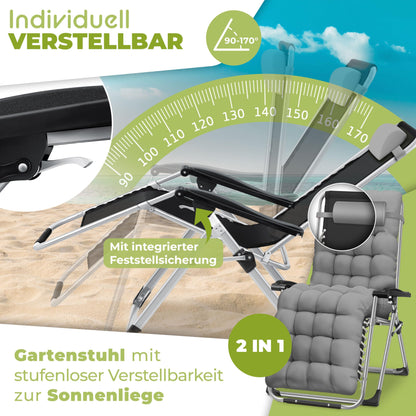 KESSER® Sonnenliege Klappbar Wetterfest Extra Breit – Grau