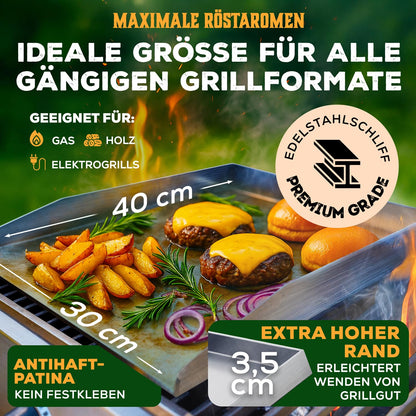 Blumtal Plancha Grill Set Gasgrill - 30x40 cm Edelstahl