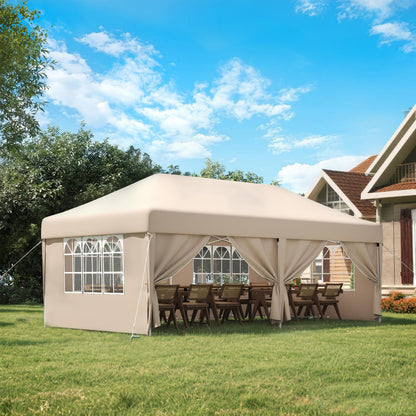 JUMMICO Faltpavillon 3x6m – Beige mit 6 Seitenwänden