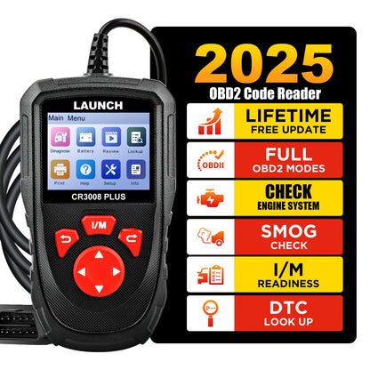 LAUNCH CR3008 Plus OBD2 Diagnosegerät – Fehlerspeicher Leser: Schwarzes, handliches Gerät mit Display zur Motorfehlerdiagnose.