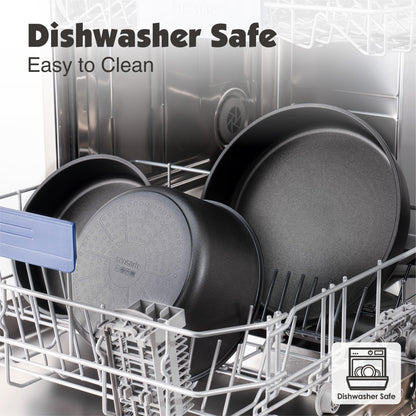 SENSARTE 17-tlg. Antihaft Kochgeschirr Induktion, abnehmbarer Griff - Schwarz