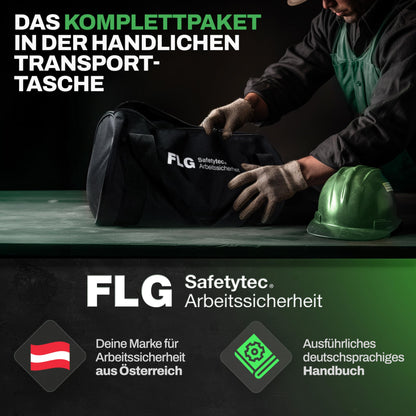 FLG Safetytec Fallschutz Komplettset 2-Punkt – 10m Verb., 2m Bandschlinge