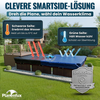 Planenfux Poolabdeckung rechteckig 400 x 200 cm, 2-in-1 PE-Plane