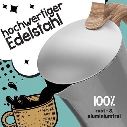 Morgenheld FLOW Espressokocher Edelstahl 6 Tassen induktionsgeeignet