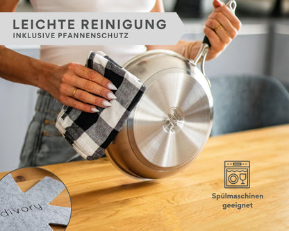 DIVORY PURA Edelstahl Bratpfanne - 32cm unbeschichtet