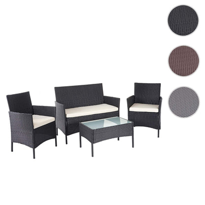 Mendler HWC-D82 Garten Lounge-Set - Schwarz mit Kissen Creme
