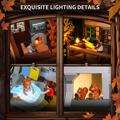 FUNWHOLE Mountain Cabin Klemmbaustein-Set – 2255 Teile LED