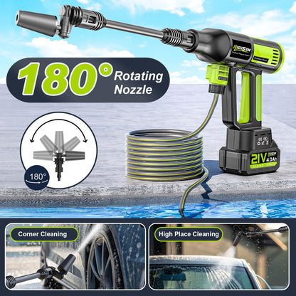 highsam 120Bar Akku Hochdruckreiniger – 4 Gänge, 2x4.0Ah Akku