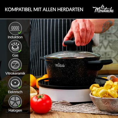 La Moustache 8-tlg. Antihaft Kochgeschirr-Set Aluminium – Onix