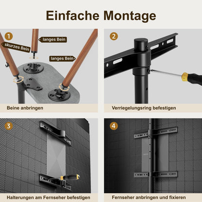 ECOTINY TV Staffelei 43-65 Zoll - Schwarzes Walnussholz