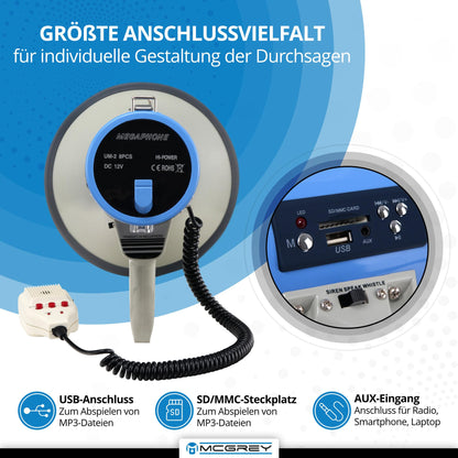 McGrey MP-800HRS Megaphon – 25W RMS, Grau/Blau