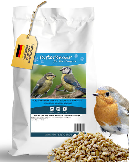Futterbauer Erdnüsse gehackt Vogelfutter – 25 kg weiss blanchiert