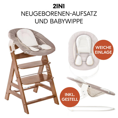 hauck Alpha+ Newborn Set 2in1 Bouncer Babyhochstuhl - Walnuss