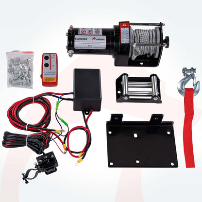 ROTFUCHS Elektrische Seilwinde EWR3000 12V, 1360 kg Zugkraft