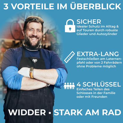Widder Jupiter Faltschloss 120 cm mit Halterung und 4 Schlüsseln