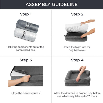 BEDSURE Orthopädisches Hundebett für Grosse Hunde – Dunkelgrau, 106x80 cm