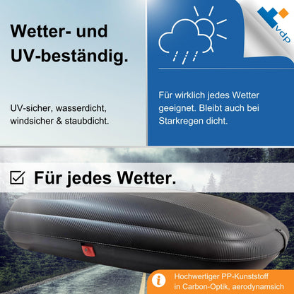 VDP BA320 Dachkoffer 320 Liter Volumen für Autos - Carbon Optik