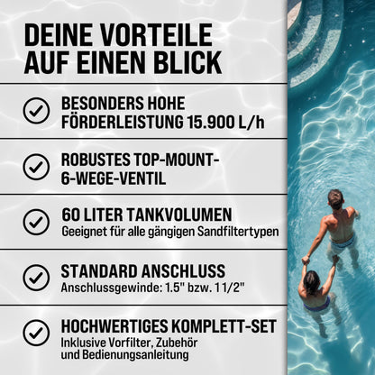 Monzana Sandfilteranlage SF159 Poolfilter 15.900 l/h 600 W