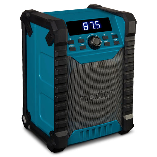 MEDION E65895 Baustellenradio mit Akku, Bluetooth, UKW, IP54, grün – robustes Gehäuse mit Tragegriff