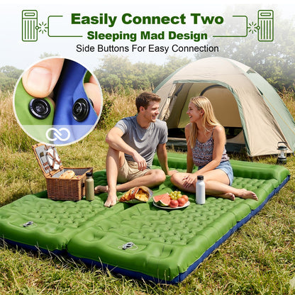 JATEKA Camping-Isomatte aufblasbar mit Kissen und Fusspumpe, 12 cm