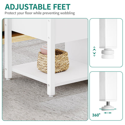 YITAHOME Couchtisch Anhebbar Höhenverstellbar Stauraum Weiss-Grau