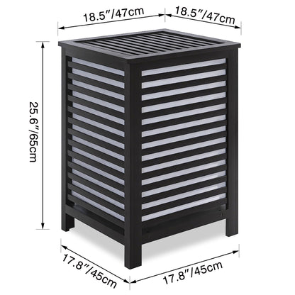 SMIBUY Grosser Bambus-Wäschekorb mit Deckel - Schwarz