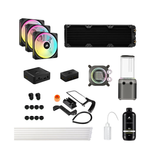Corsair Hydro X iCUE LINK XH405i Wasserkühlungs-Kit Stahlgrau. Stahlgraues Kit zur PC-Wasserkühlung für effizientes Temperaturmanagement.