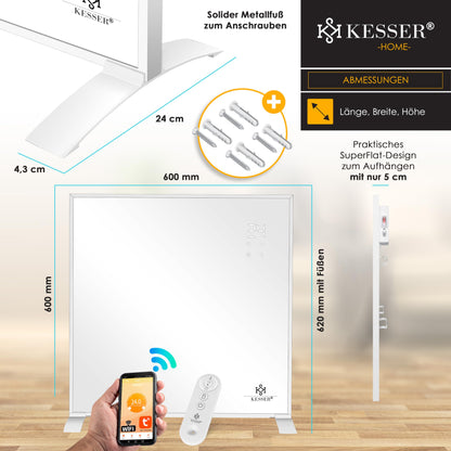 KESSER Infrarotheizung Heizpaneel - 350W Stand/Wand