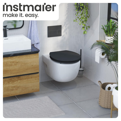 instmaier Gaia WC Sitz MDF Schwarz - Oval, Absenkautomatik
