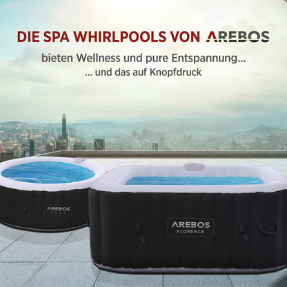 Arebos Aufblasbarer Spa Whirlpool beheizt - 4P 154cm quadratisch
