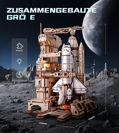 ROKR Space Shuttle LKA02 3D Holzpuzzle Modellbausatz mit Startbasis