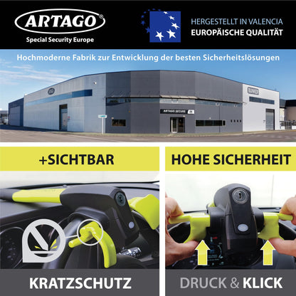 ARTAGO 870 Lenkradkralle mit Alarm 120dB – Diebstahlsicherung