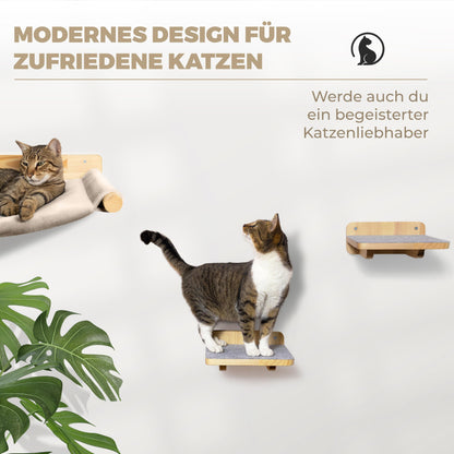WOOWOOD Katzenkletterwand Set inkl. 2 Treppen - 5-teilig Massivholz