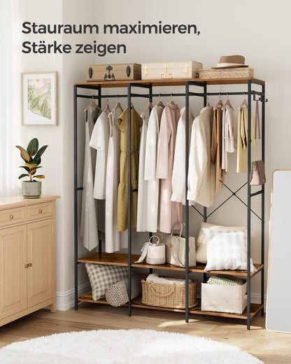 SONGMICS Offener Kleiderschrank RGR005B01 mit Ablagen, vintagebraun