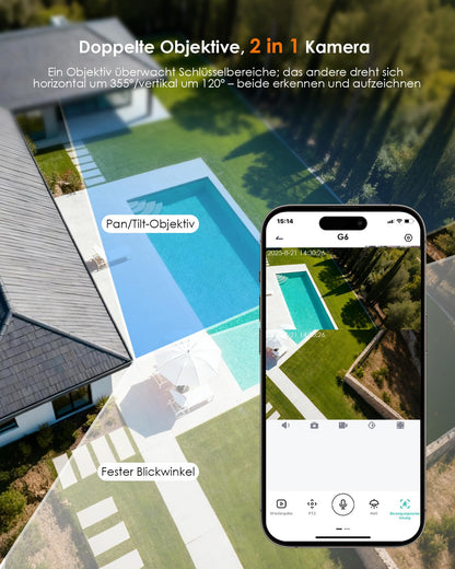 CZEview Solar Überwachungskamera Aussen, WLAN PTZ mit 2-Wege-Audio