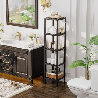 SMIBUY Bambus Aufbewahrungsregal 5 Ebenen – Schwarz Badezimmer