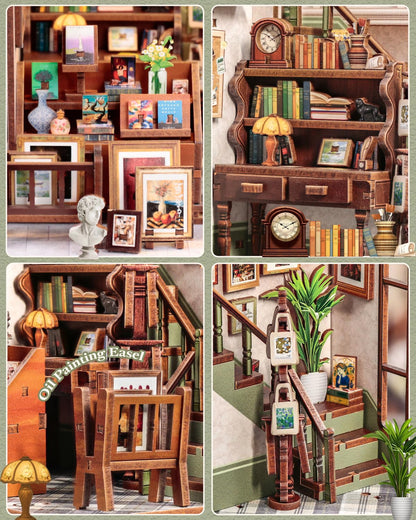 CUTEBEE Book Nook Kit Gellery Bookstore, 3D Holzpuzzle Bausatz