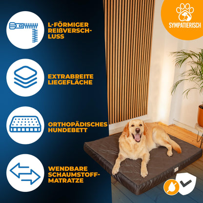 Fellglück Orthopädisches Hundebett wasserdicht - 110x100x9 cm