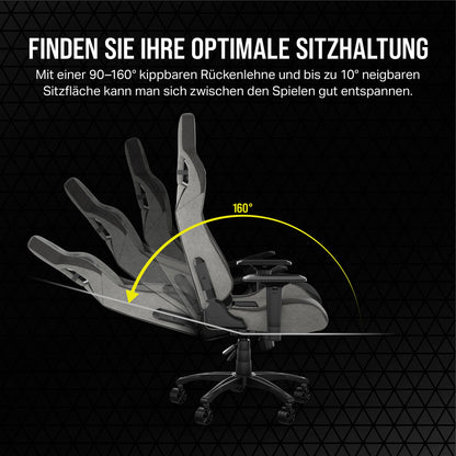 Corsair T3 RUSH Gaming Stuhl Stoffbezug Schwarz/Holzkohle