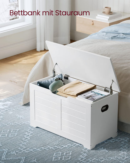 VASAGLE Sitzbank mit Stauraum, Schuhbank, Landhausstil, wolkenweiss