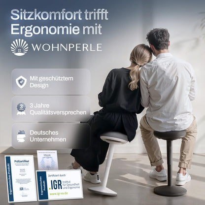 Wohnperle ergonomischer 2in1 Bürohocker höhenverstellbar – Weiss