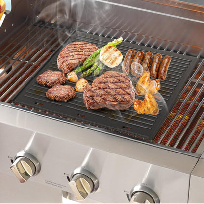 Onlyfire Grillplatte Gusseisen emailliert, Wendeplatte 48,5 x 40 cm