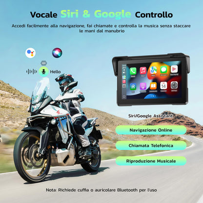 LAMTTO 7" Motorrad CarPlay & Android Auto Bildschirm IP67