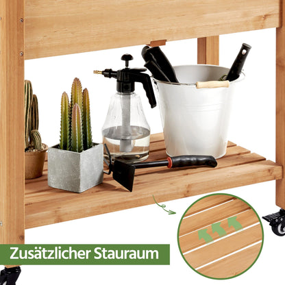 Yaheetech Hochbeet Holz mit Rollen & Ablageboden, 87 x 47 x 83,5 cm
